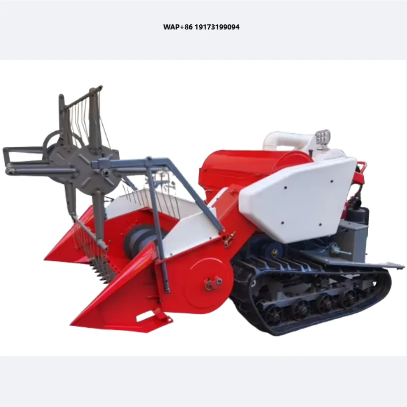 Rice Wheat Small Farm Harvest Equipment Walk-behind and Ride-on Dual-use 15HP Multi-functional Tracked Harvester Support