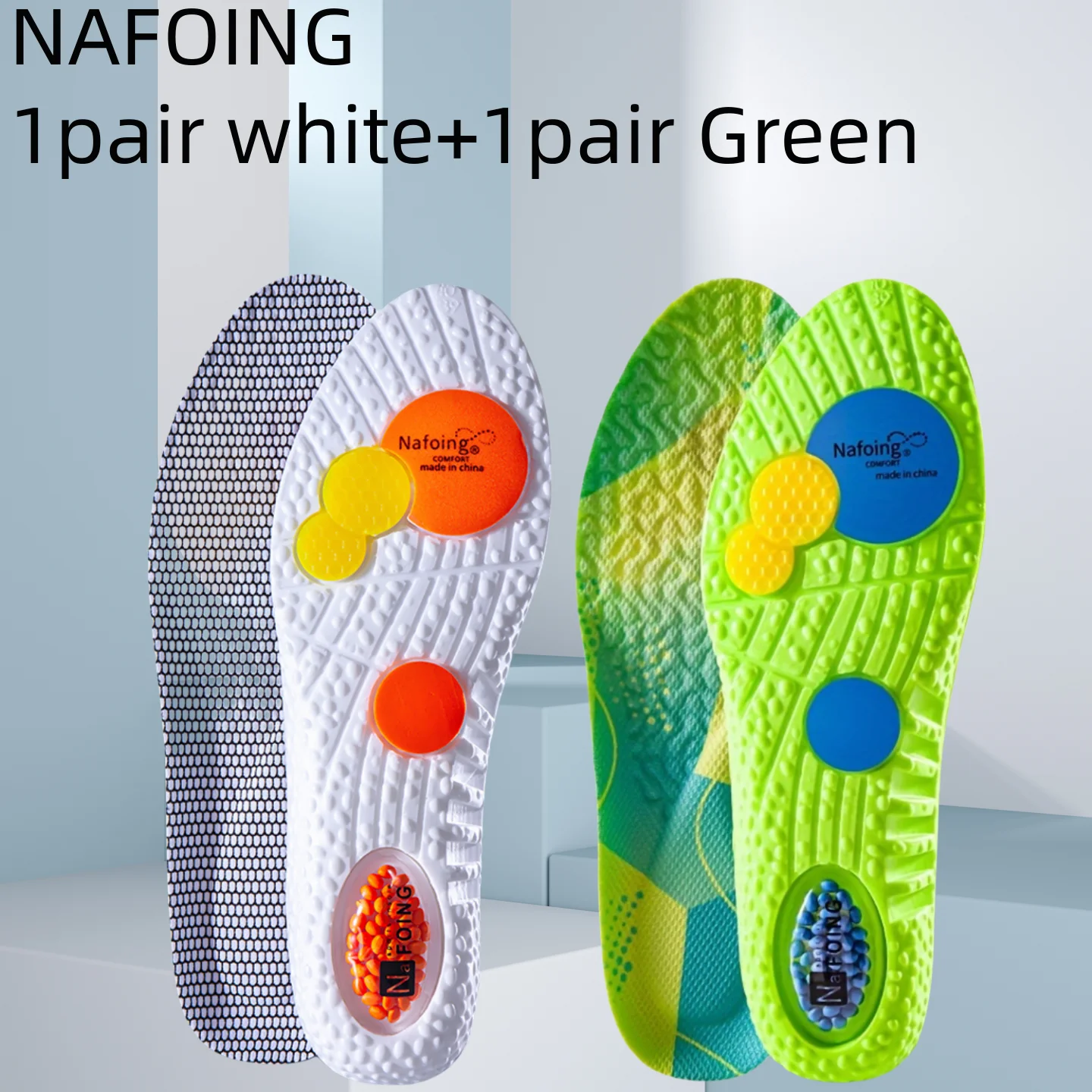 

2 pairs of blue 4D soft fabric sports insoles - super breathable, high impact shock-absorbing air cushion