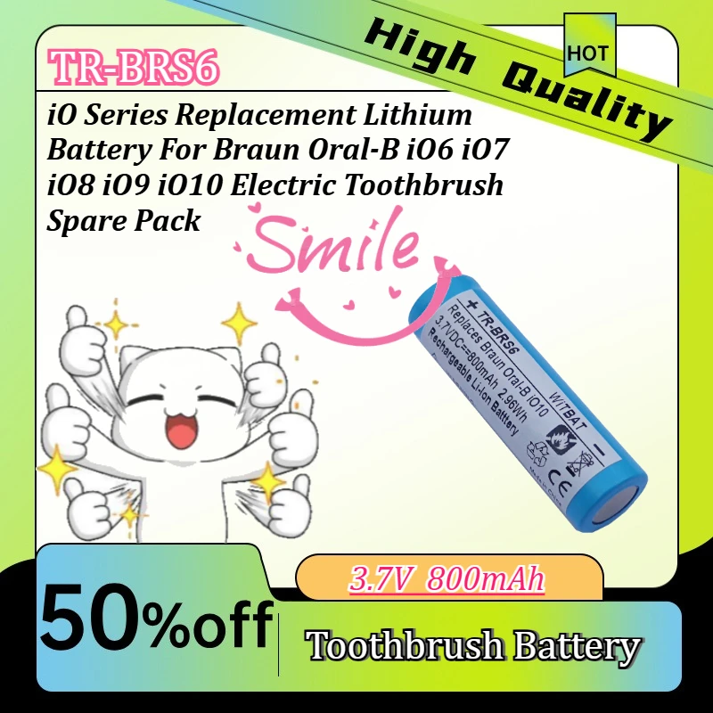 800mAh Lithium Replacement Battery For Braun Oral-B IO6 IO7 IO8 IO9 IO10 Electric Toothbrush Spare Pack