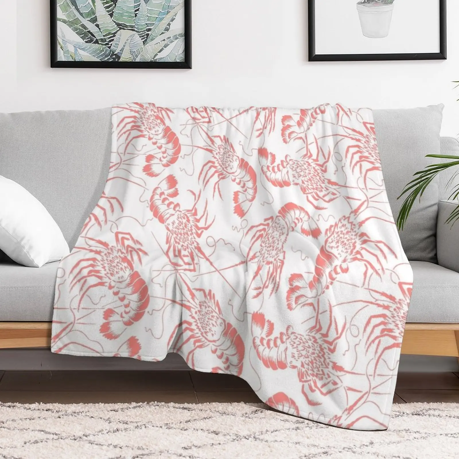 Prawn Shrimp Pattern Throw Blanket