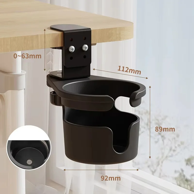 ユニバーサルデスクカップホルダー調節可能なアームクランプスタンド落下防止エッジホルダークランプテーブル回転カップ 360 度