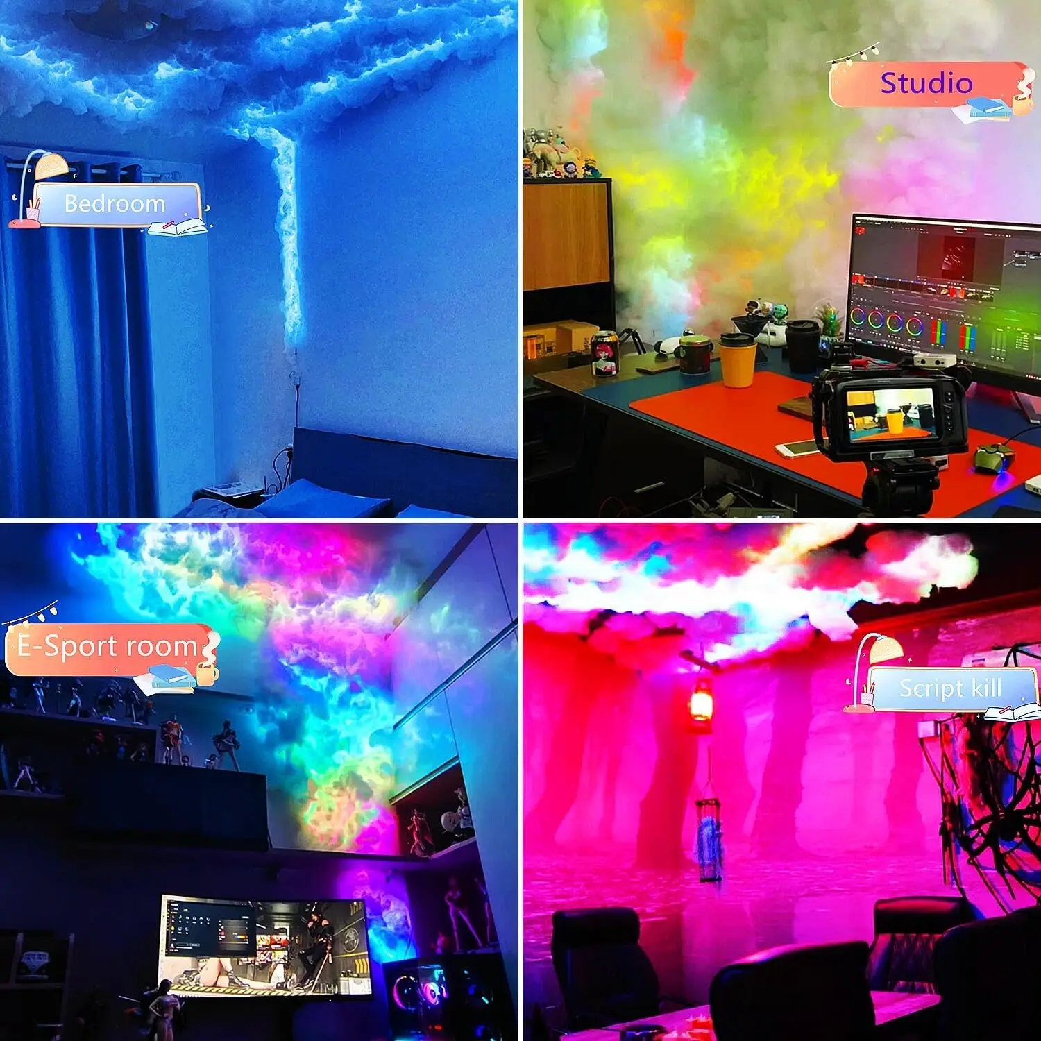 RGB Thunder Cloud Lamp Led , DIY Creative Cloud Lights Strip， Gaming Room Wall Light Bar Atmosphere Party Festival Decor Lights