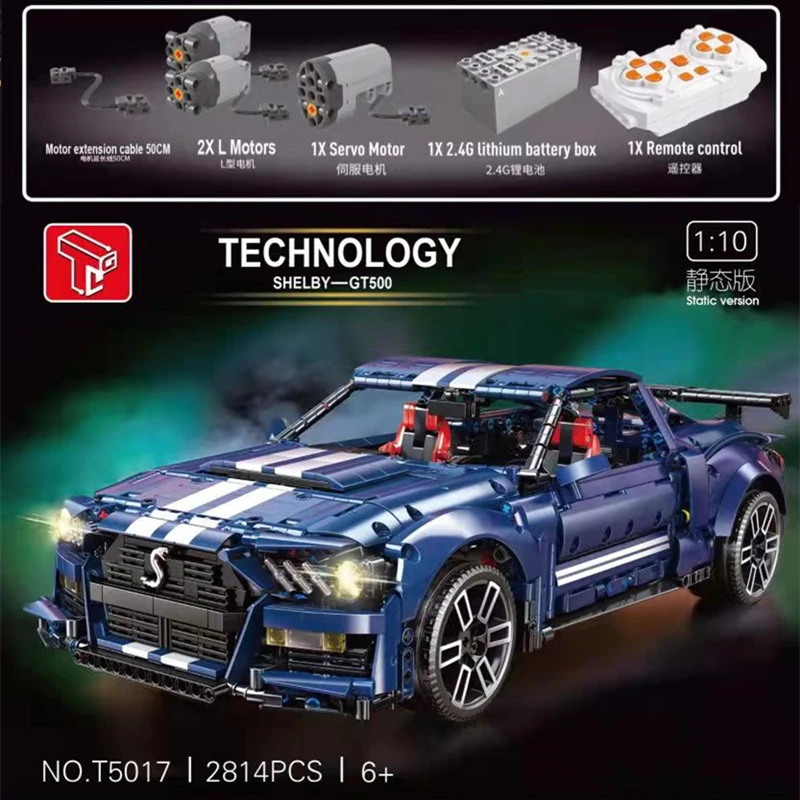 Disponibile High-Tech T5017 2814Pcs RC APP Mustang Super Sport Racing Car Model Building Blocks mattoni giocattoli regali di natale per bambini