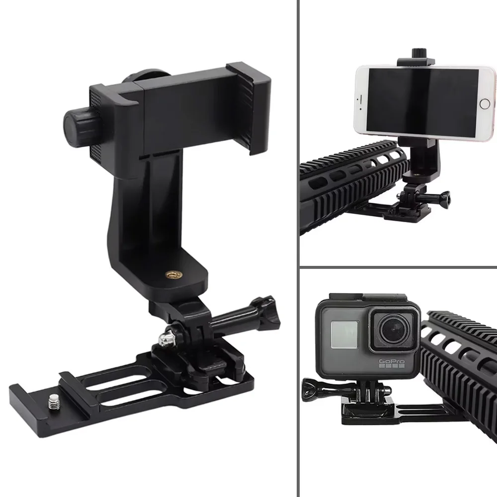 VULPO Tactical Gun Airsoft Pistol 20mm Picatinny Rail Mount Phone Sport Camera Holder For Iphone Cell Phones Gopro Sports Camera