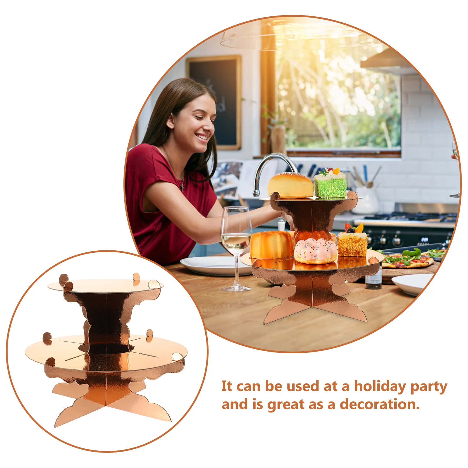 2 قطعة كعكة عرض المدرجات أنيقة متعددة الطبقات كب كيك أصحاب الحلوى رف شاشة لوازم حفلات الزفاف سطح المكتب كعكة حامل #3