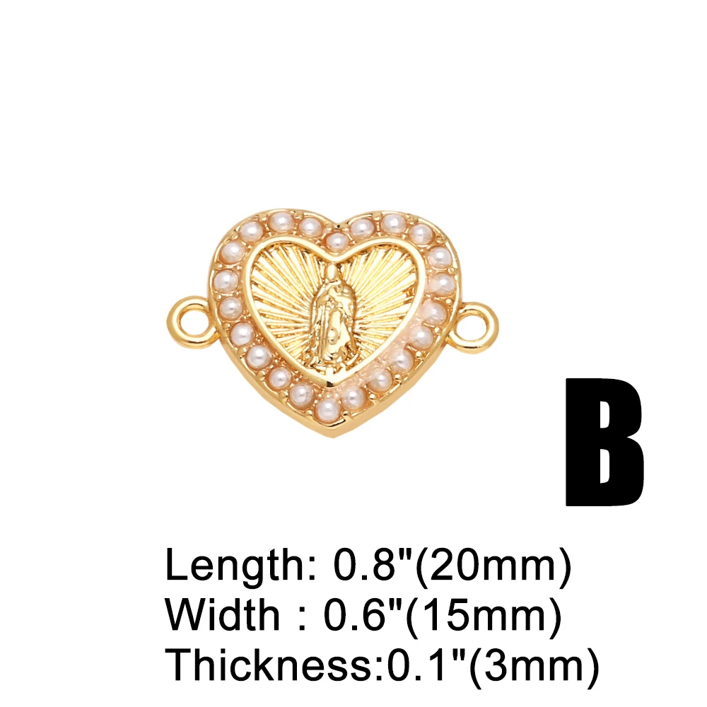 OCESRIO Beads Heart Virgin Mary Charms for Bracelet Copper Gold Plated Silver Color san benito jewelry Making Supplis chma293