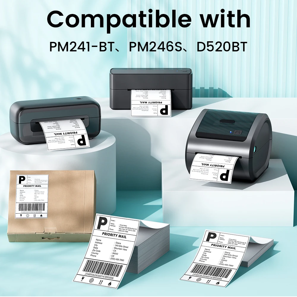 4"x 6" Thermal Shipping Labels for phomemo PM241BT D520BT Water and Oil Resistant Different Color Thermal Labels
