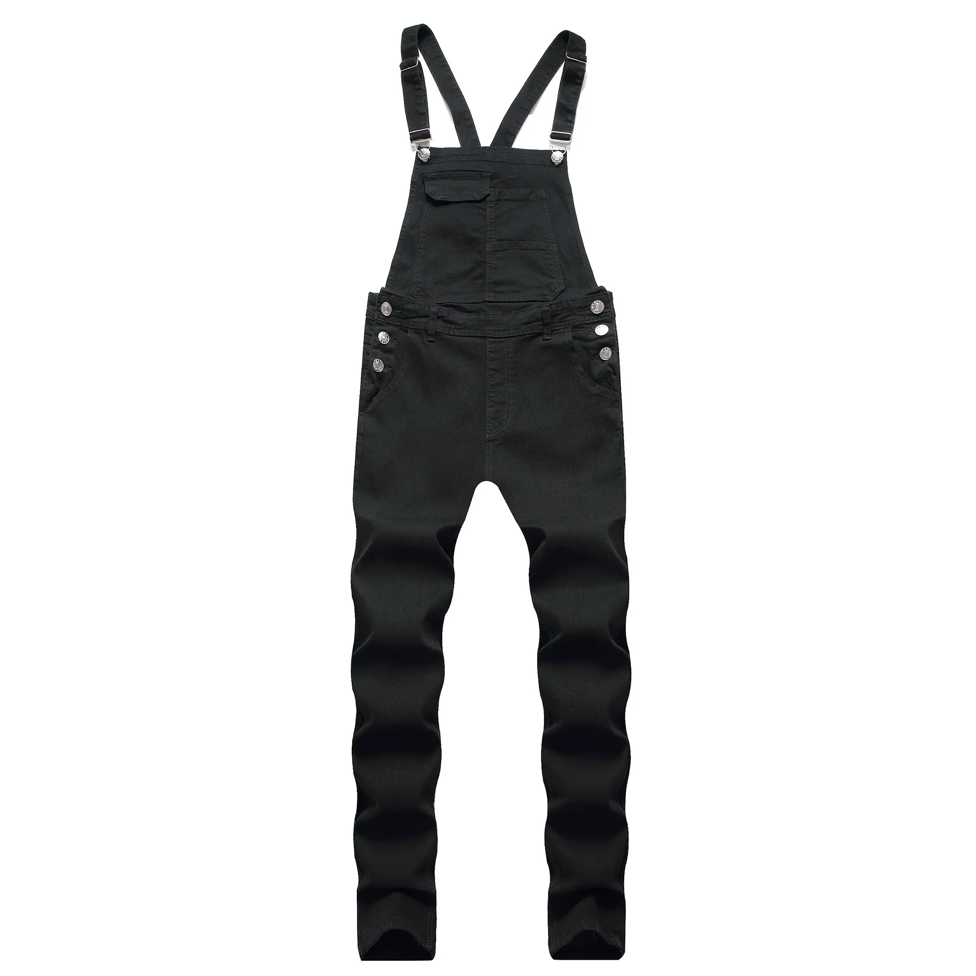 New Men's Denim Overalls Ripped Slim Casual Multi-pocket Men's Pants Tide