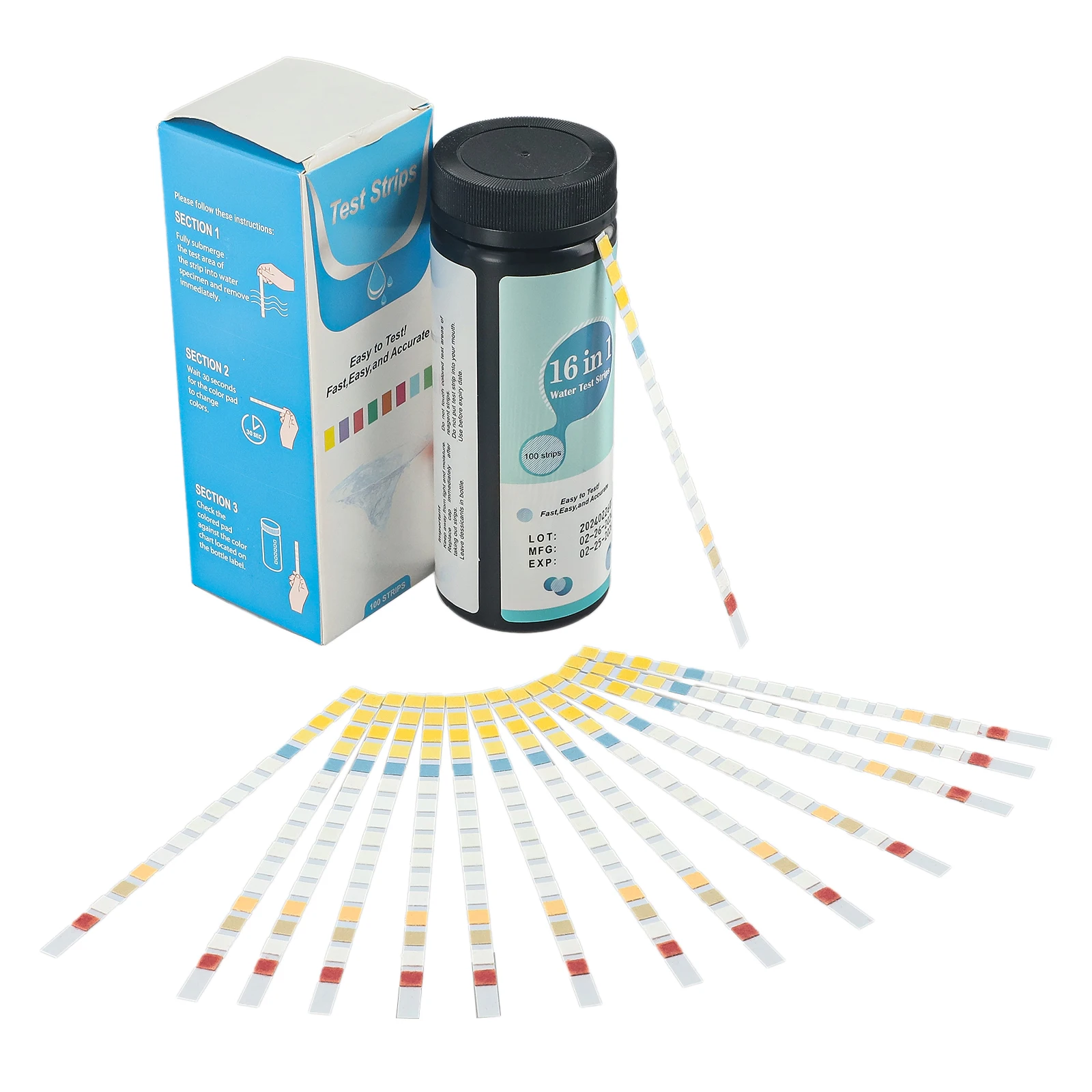 16 In 1 Water Test Strip Drinking Water PH Test Strips Swimming Pool Water Tester Paper Home Water Quality Test For Tap