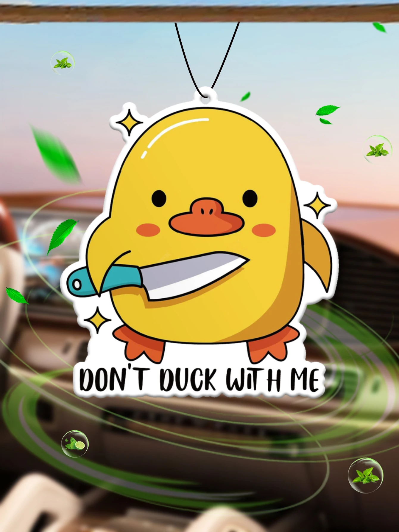 Don'T Hide with Me Dangerous and Adorable Duck Hilton (Hotel Scent) Car Air Freshener |   Rearview Mirror Hanger & Dual-Purpose Air Vent Clip |   Natural Material Aromatherapy Tablets |   Long-Lasting Fragrance for 90 Days |   Alcohol-Free |   Not Afraid of Direct Exposure to the Sun |   Designed Specifically for Odor Removal in Cars, Closets, and Bathrooms. |   Cartoon Animation Graphics |   Unisex |   Luxury-Grade Fragrance |