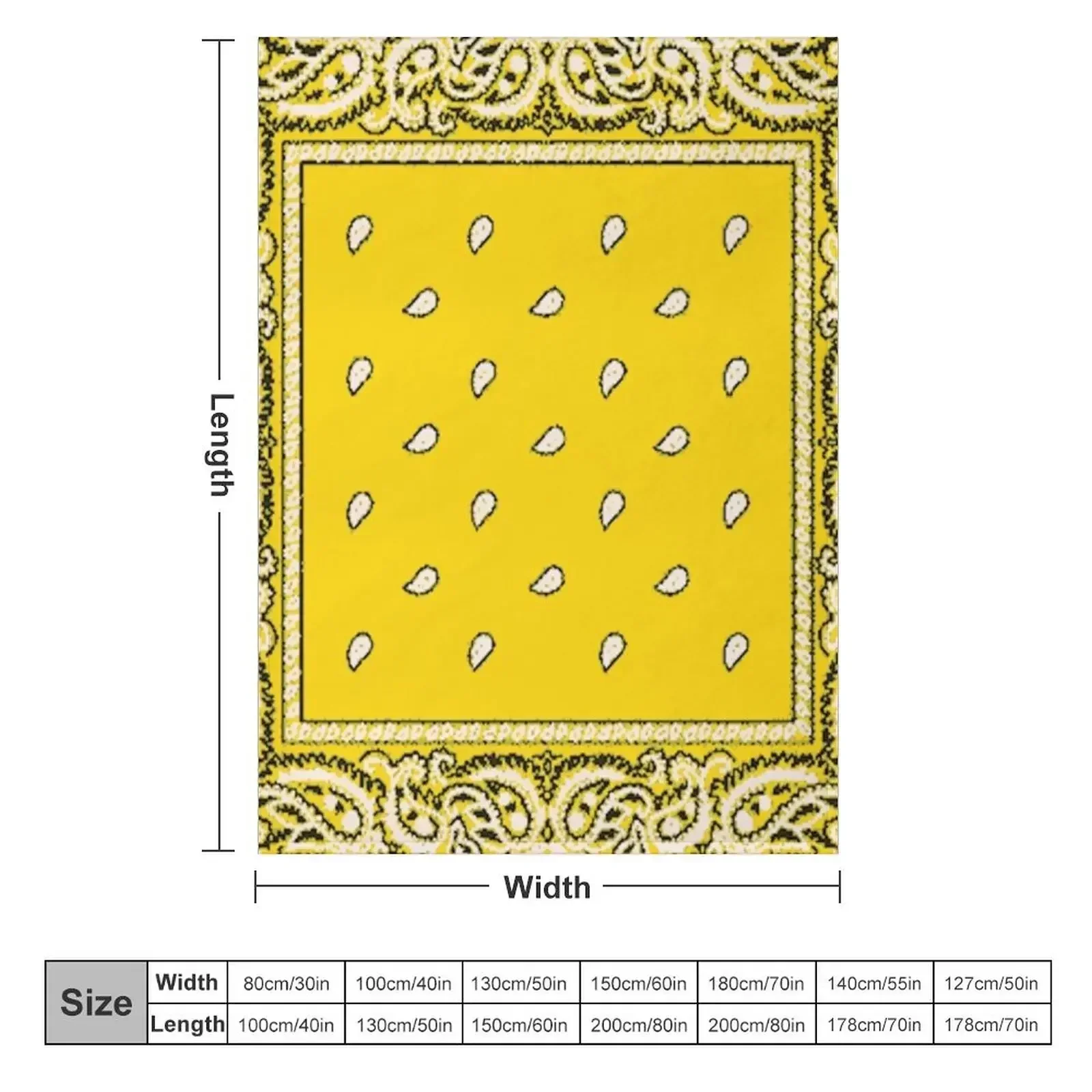 Yellow Bandana Print Throw Blanket couch cozy soft plush fuzzy picnic outdoor blanket
