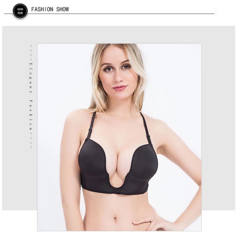 Soutien-gorge froncé Anti-affaissement en V profond pour femmes, Lingerie Sexy, dos nu, sous-vêtements, sans anneau en acier