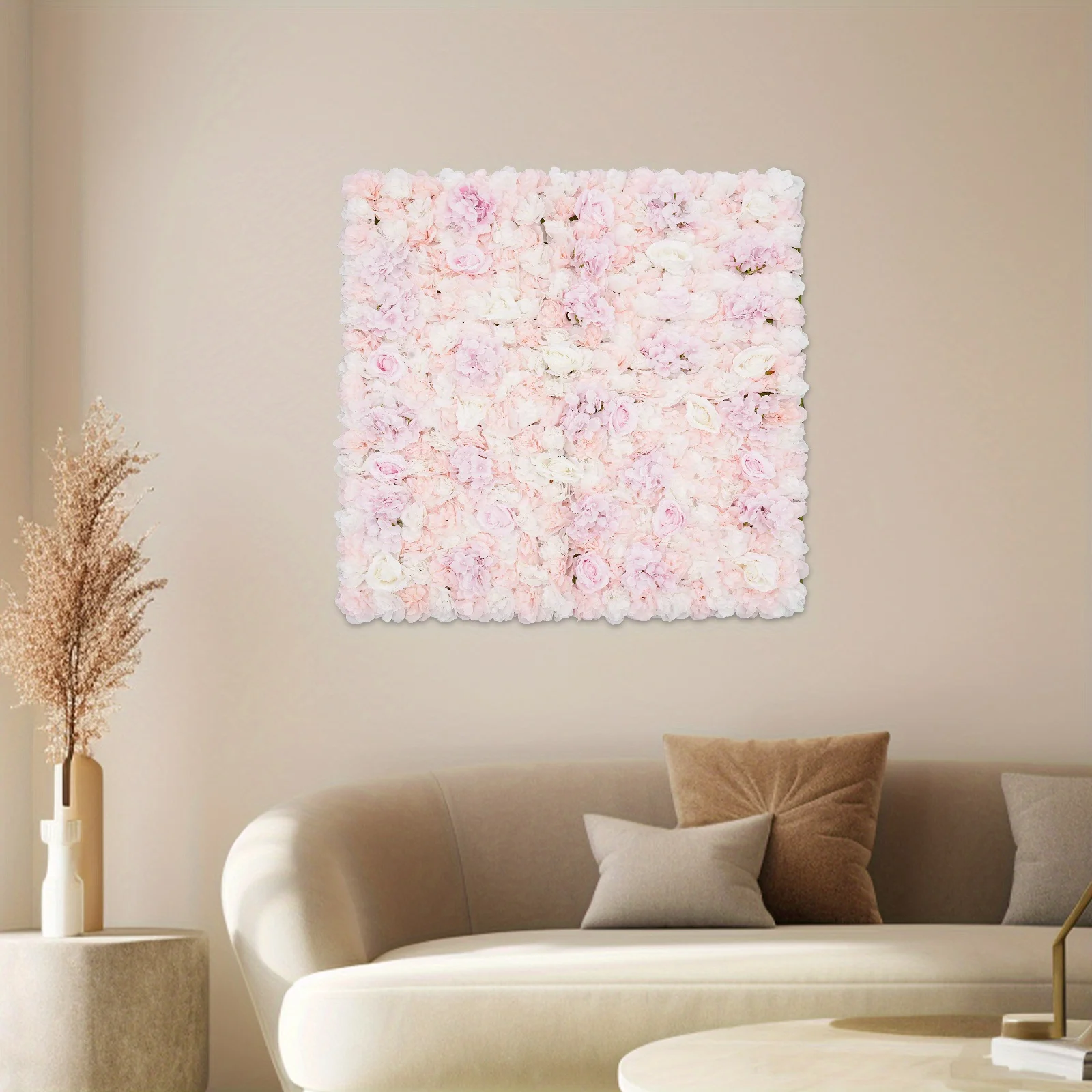 

1 * 1 Meter Flower Wall Light Pink Embroidered Ball Rose with Four Corner Straps, High-quality, Decoration,