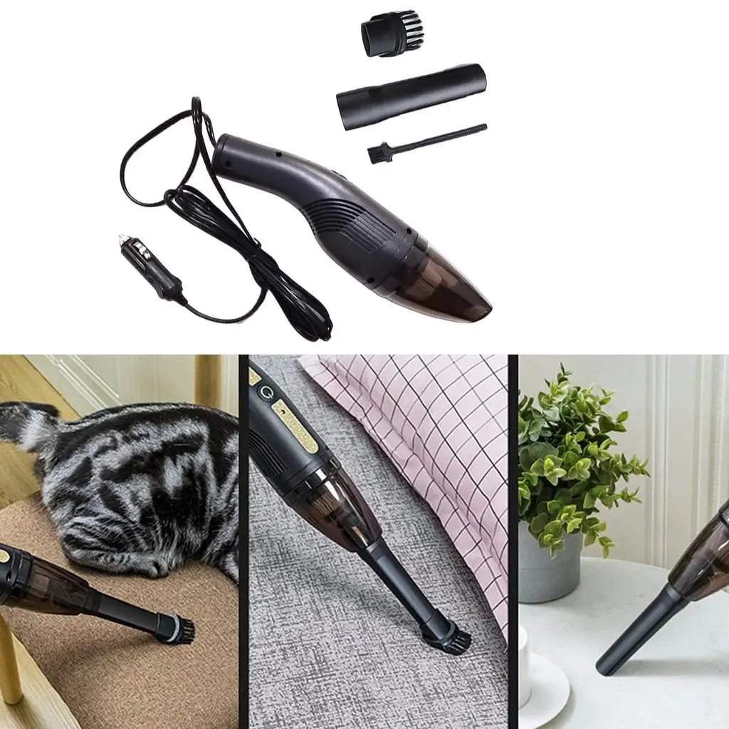 Portable Car Vacuum Cleaner with 2 Attachments Wet & Dry Use Powerful One Key