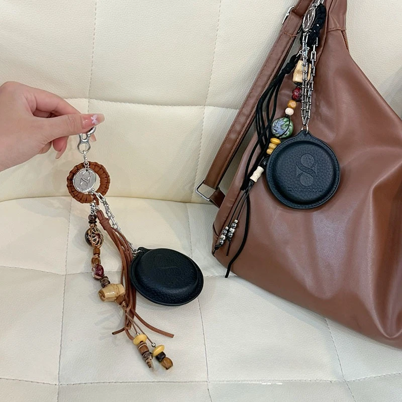 

Новая китайская литература, искусство, буддийский ретро-стиль, плетение кофейного цвета, сумка с бахромой из бисера, подвеска, универсальный кулон для мобильного телефона