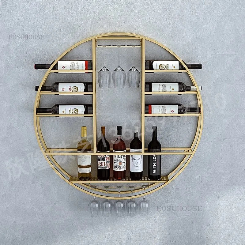 

Wall Mounted Bar Wine Display Luxury Rack Cabinets Hanging Rack Iron Cabinet Kitchen Organizer Weinregal Household Products