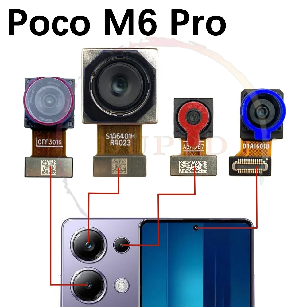 Rear Front Camera For Xiaomi Mi Poco M6 Pro M6pro 5G Backside Facing Frontal Selfie Back Camera Module Replacement Parts