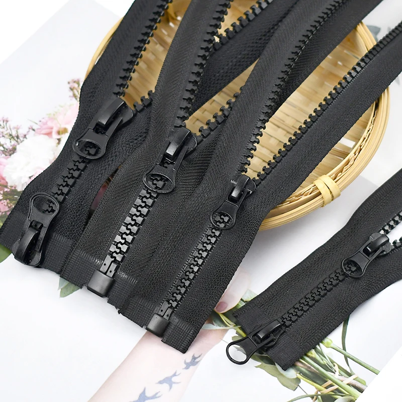 

60-300cm 5# 8# Resin Zipper Single/Double Sliders Open-End Long Zippers Black Zip for Sewing Repair Kit DIY Clothing Accessories