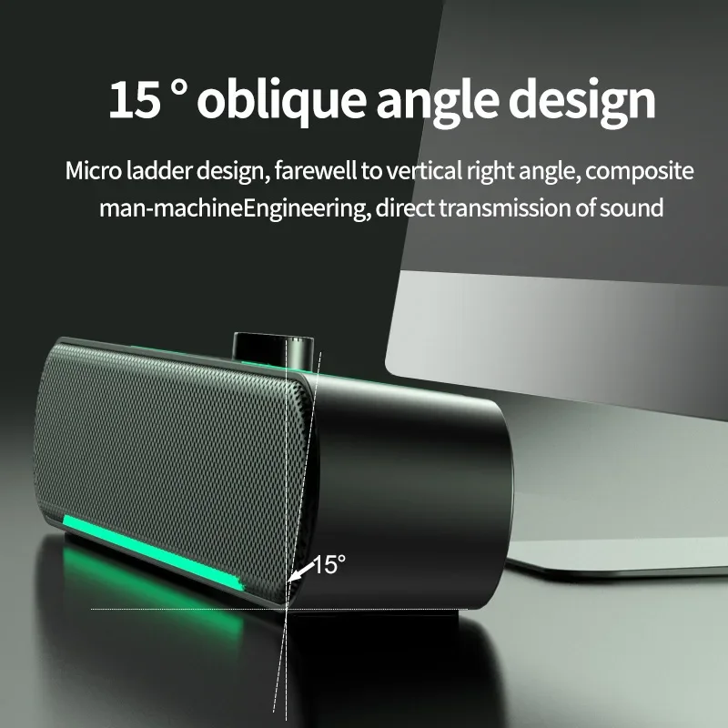 Xiaomi youpin gaming bluetooth alto-falante portátil desktop led emissor de luz com fio estéreo subwoofer barra som para computador portátil gamer