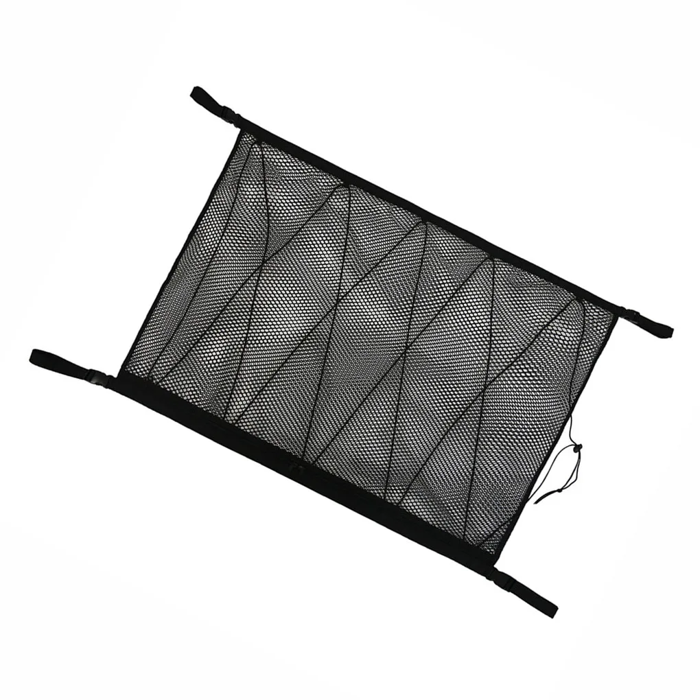 Car Ceiling Storage Net Vehicle Mesh Bags Auto Breathable Interior Pouch Drawstring Organizer Polyester Pocket  Khaki