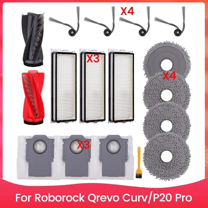 Запасные части для робота-пылесоса Roborock Qrevo Curv/P20 Pro, комплект аксессуаров, основная боковая щетка, HEPA-фильтр, швабры