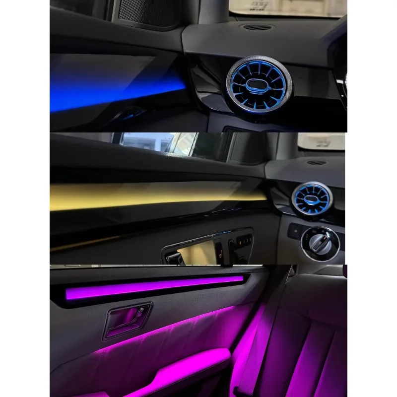 W212 E Class APP Controlled RGB Lamp, 64 Color Dynamic Interior Ambient Light Mid Size Sedan Mobile Control Atmosphere Kits