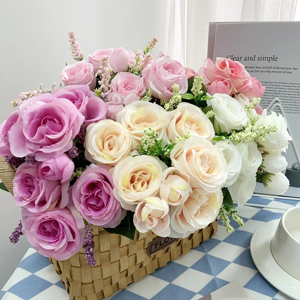 Künstliche Pfingstrose, rosa Rosen, Blumenstrauß, Seidenblumen für Hochzeit, Schreibtisch, Zimmer, Party, Blumenstrauß, gefälschte Blumenarrangements, Heimdekoration – Detail 2