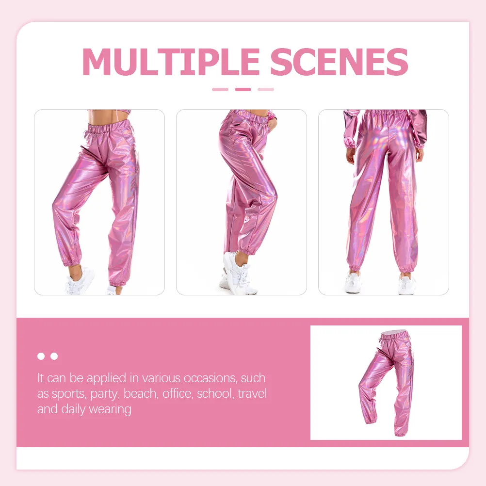 

Стильные блестящие брюки для йоги для женщин, эластичные спортивные штаны с эластичной талией для активного отдыха и занятий спортом, в стиле 80-х годов