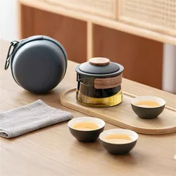 1 Bowl 3 Cup Zen Teapot and Tea Cup Set Kit Household Tea Making Travel Set Outdoor Portable Bag Chinese Tea Set Supplies