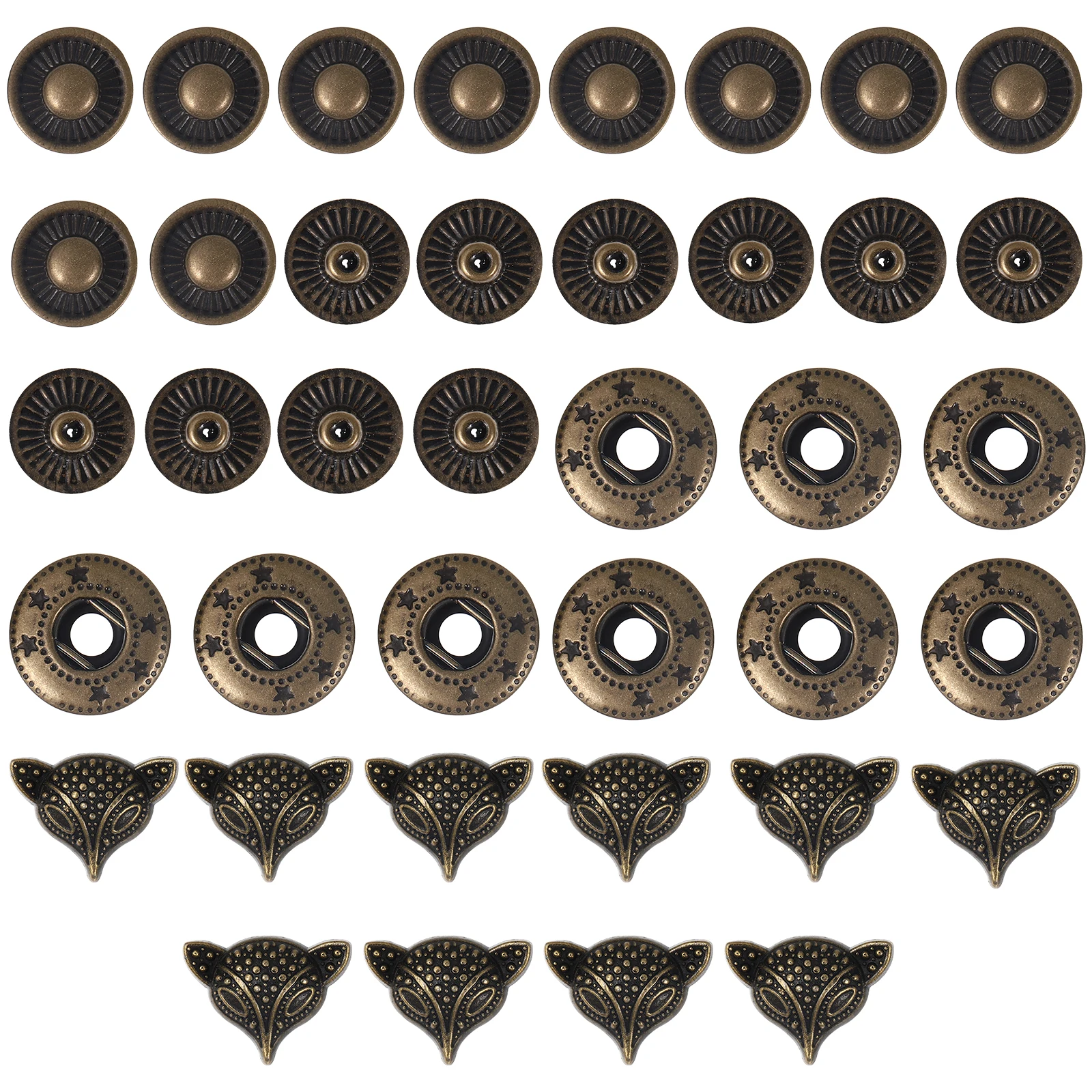 

10 set Alloy Buckle Buttons 10 Sets Snap Fasteners for Crafting Sew-on DIY Craft Clothes Repair Metal Rivets Apparel