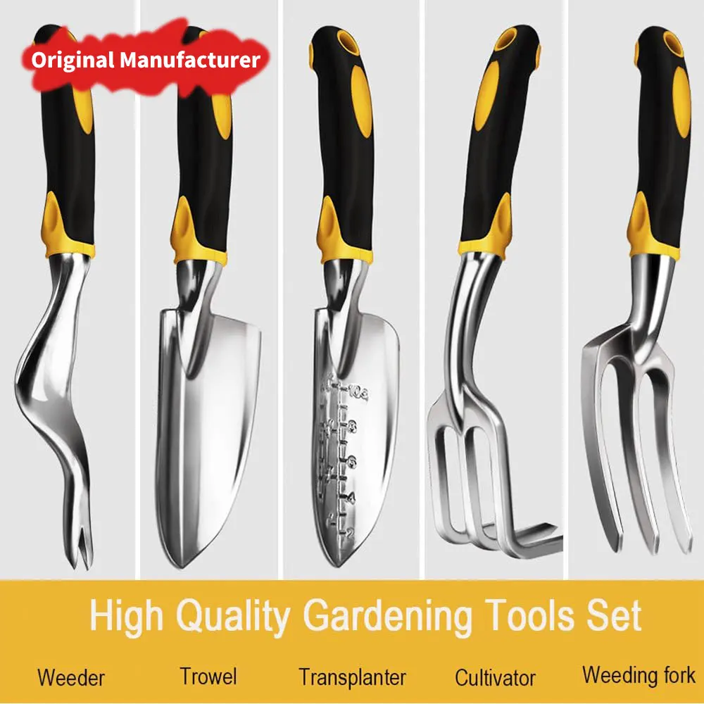 Garden Tool Set With Wooden Handle Pickaxe Rake Hoe Shovel Plastic Drills For Fenceing