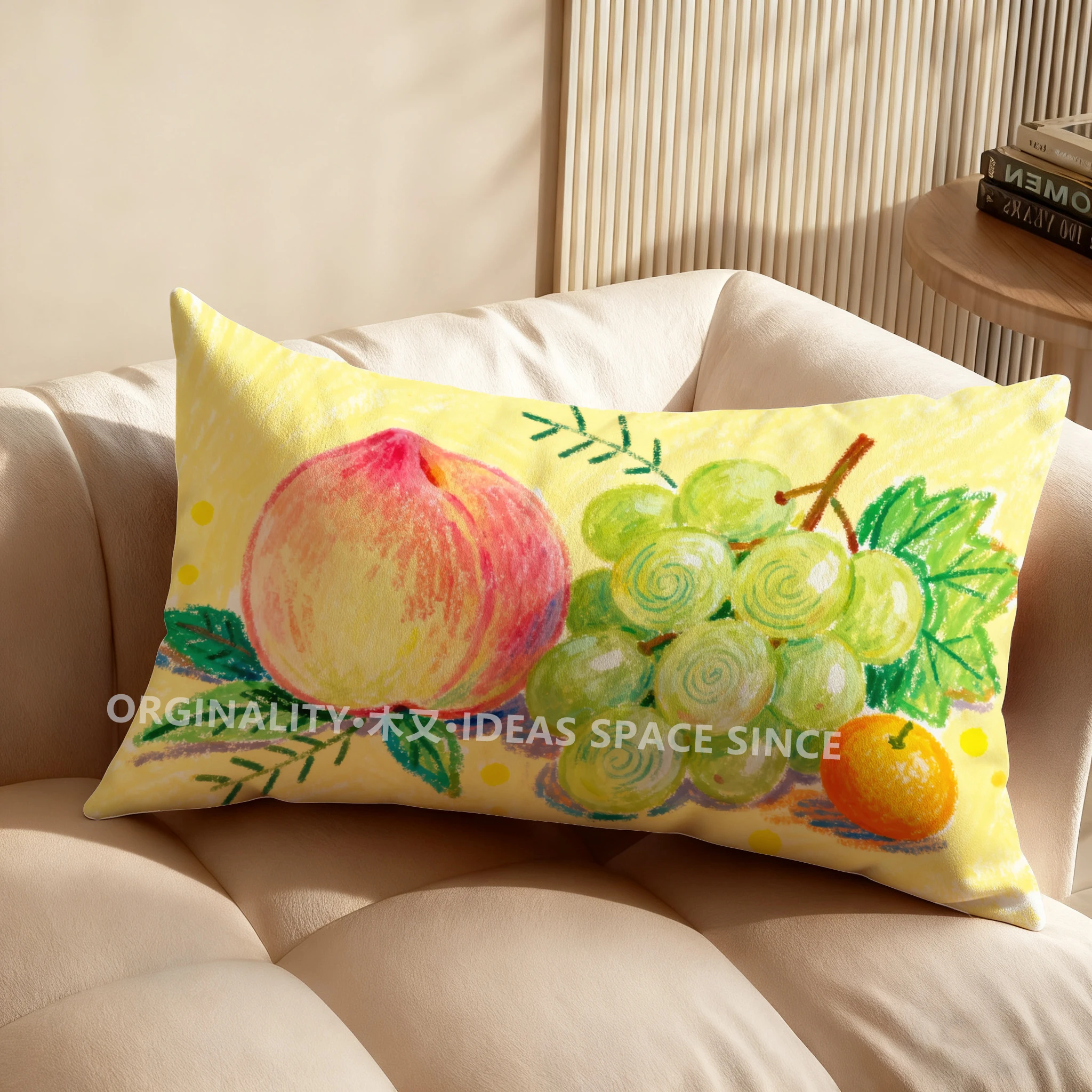 2D Fruit-Painted Rectangle Pillow Cover Suitable For Sofa Bedroom Car Pillow Cover Cushion Rectangular Back Cushion