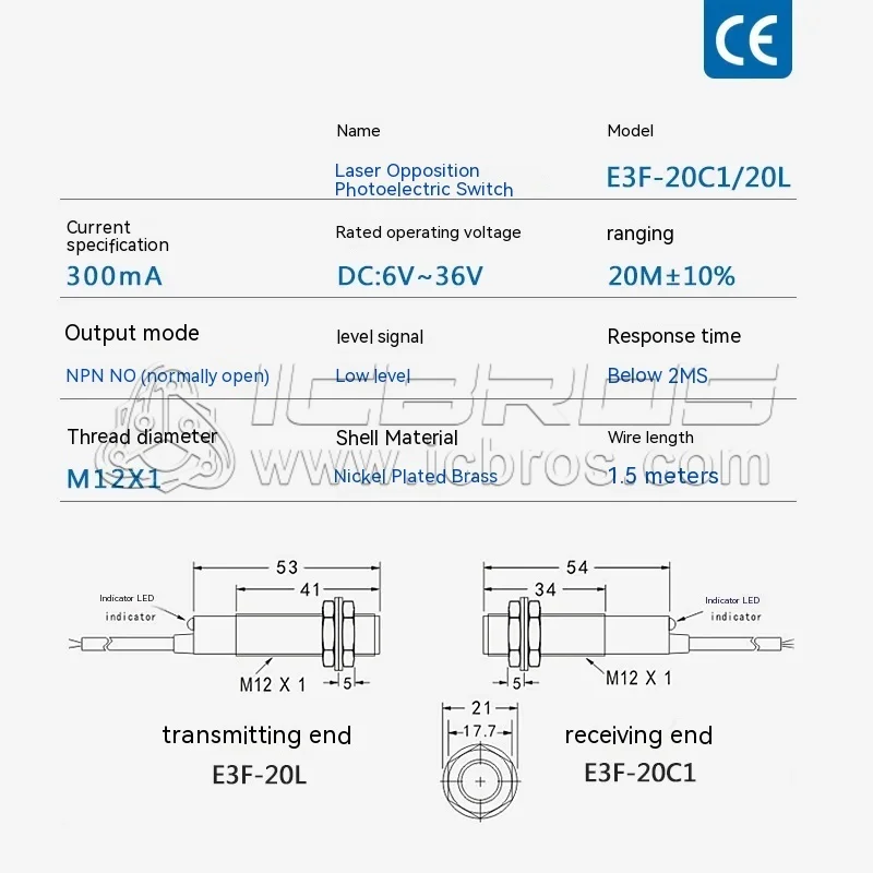 Laser Beam Photoelectric InductIon Switch Sensor E3F-20C1 Infrared Visible Light NPN E3F-20P2 36V E3F-20C2 E3F-20P1