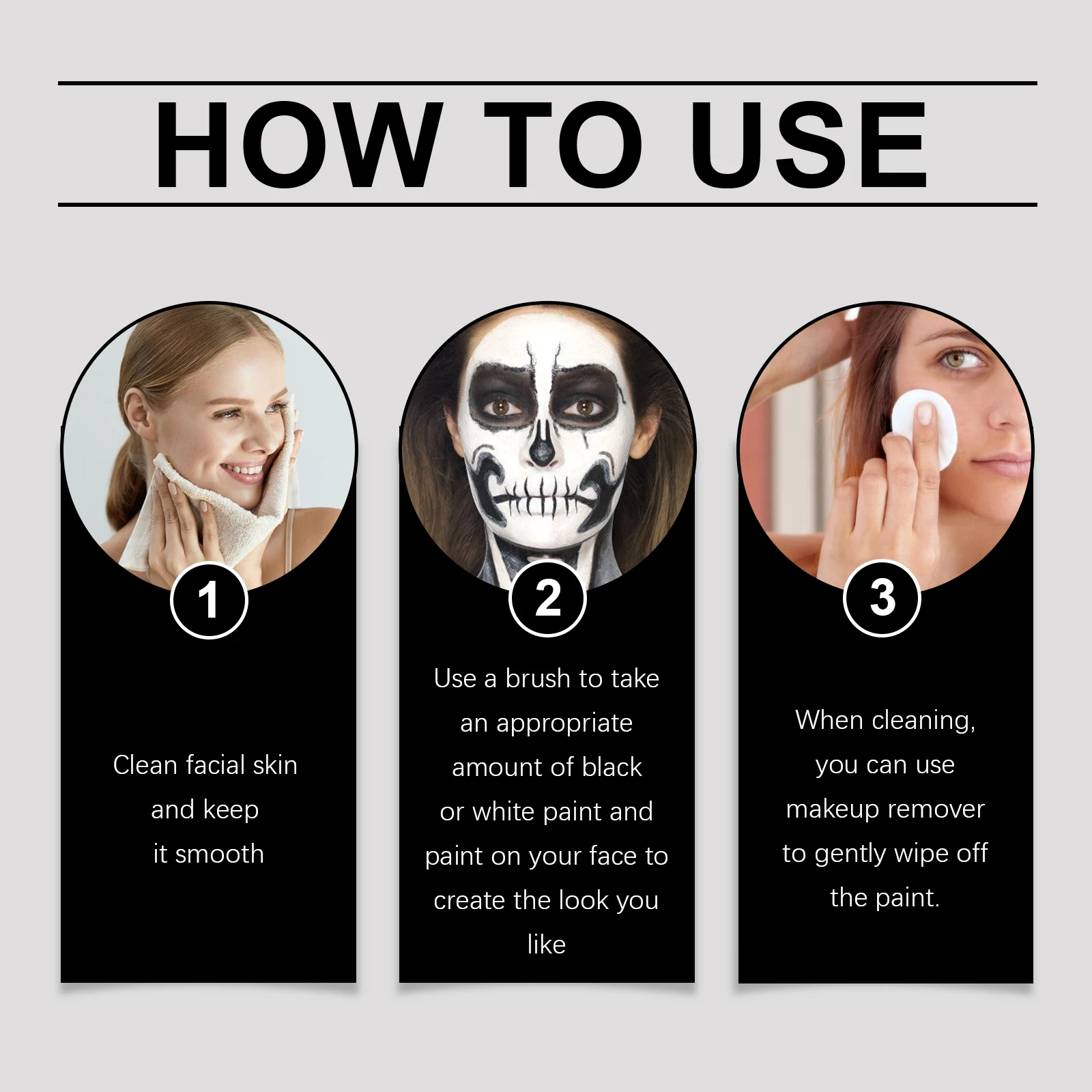 ชุดเพ้นท์หน้าฮาโลวีน 2 ชิ้น: สีสันสดใส ระบายสีสูง สร้างตัวละครฮาโลวีนอันเป็นเอกลักษณ์ (ใบหน้า + ตัว)