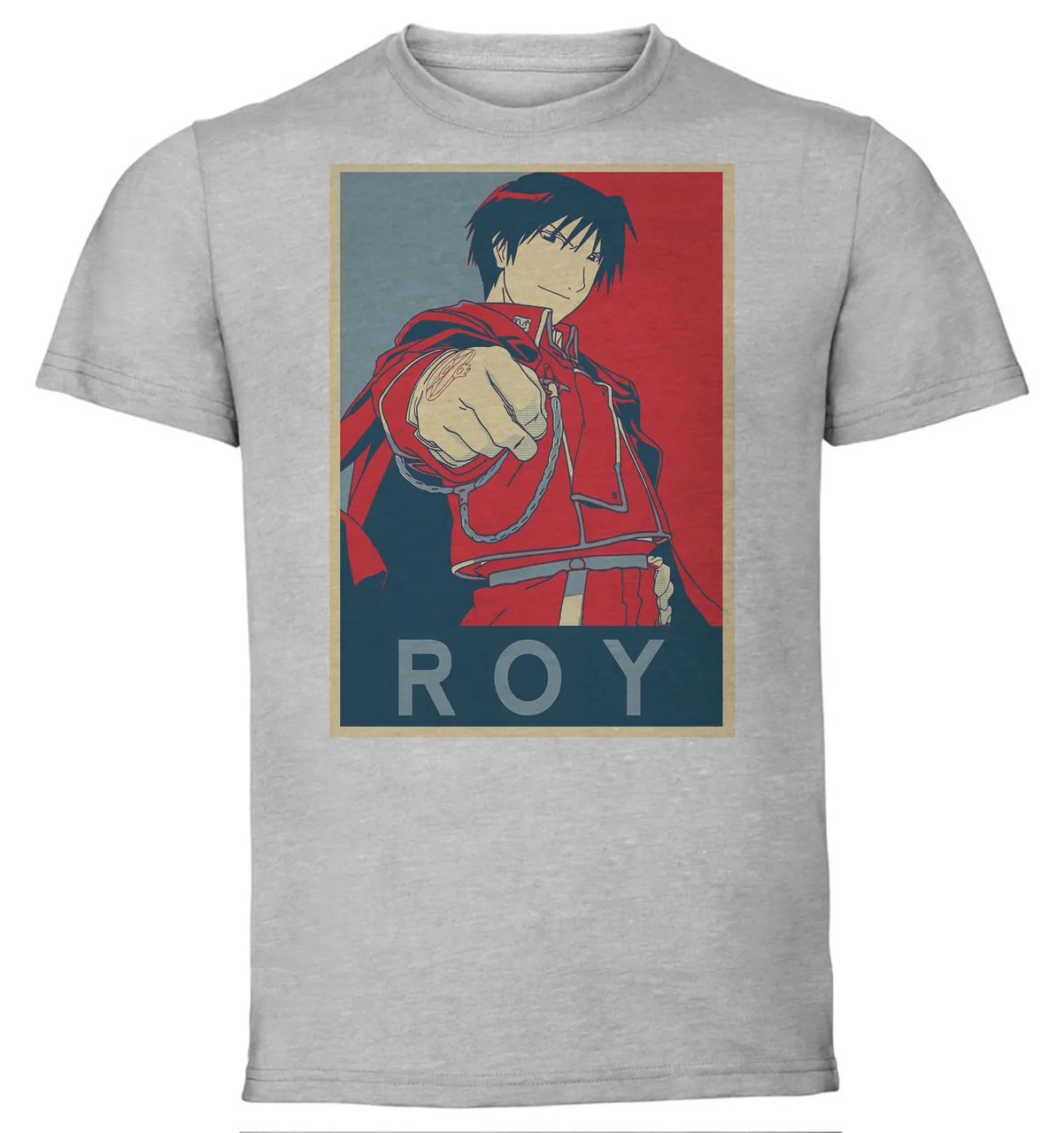 T-Shirt Unisex Grey Propaganda Fullmetal Alchemist Roy