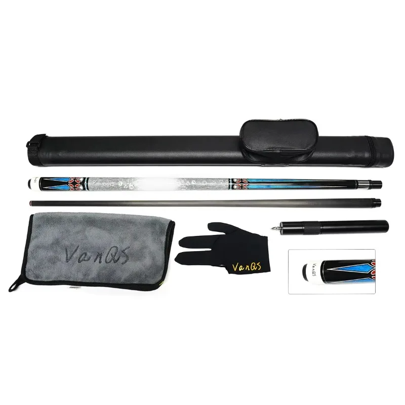 High Quality Unilock Billiard Carbon Fiber Pool Cue 12.5mm Tip with Leather Grip and Extension+Bag+Glove+Cleaning Towel