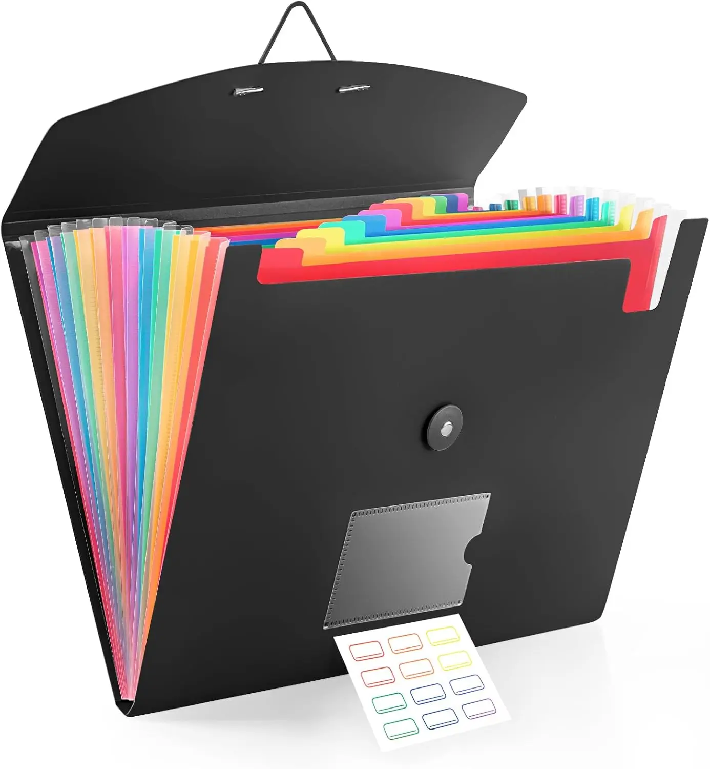 

13 Pocket Accordion File Organizer with Elastic Closure, Expanding Folder for A4 Papers - Black