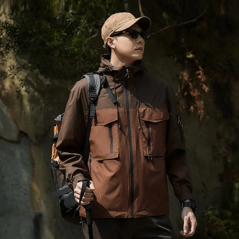 

Mens Fashionable Workwear American Pilot Jacket Multi-pocket Cargo Jacket Outdoor Sports Retro Coat Youth All-match Cargo Jacket
