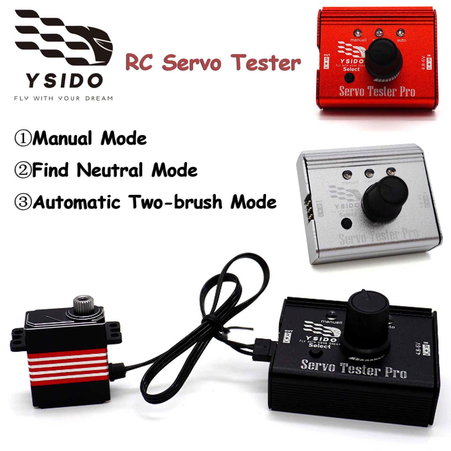 

YSIDO RC Servo or ESC Metal Tester ESC Checker Master 4.8-6.0V For RC Plane Car Boat Drone Servo Tester Universal RC Model Parts