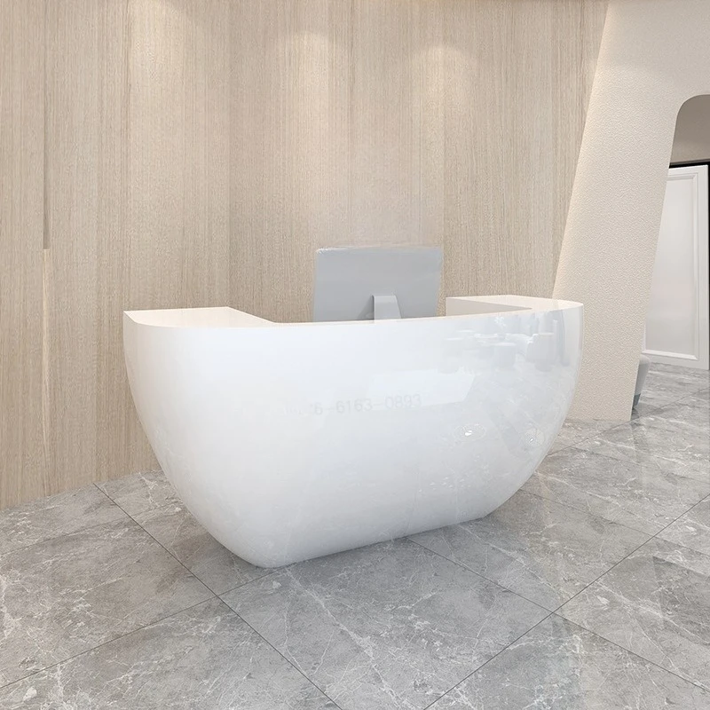 Curved paint reception desk simple modern checkout page bar