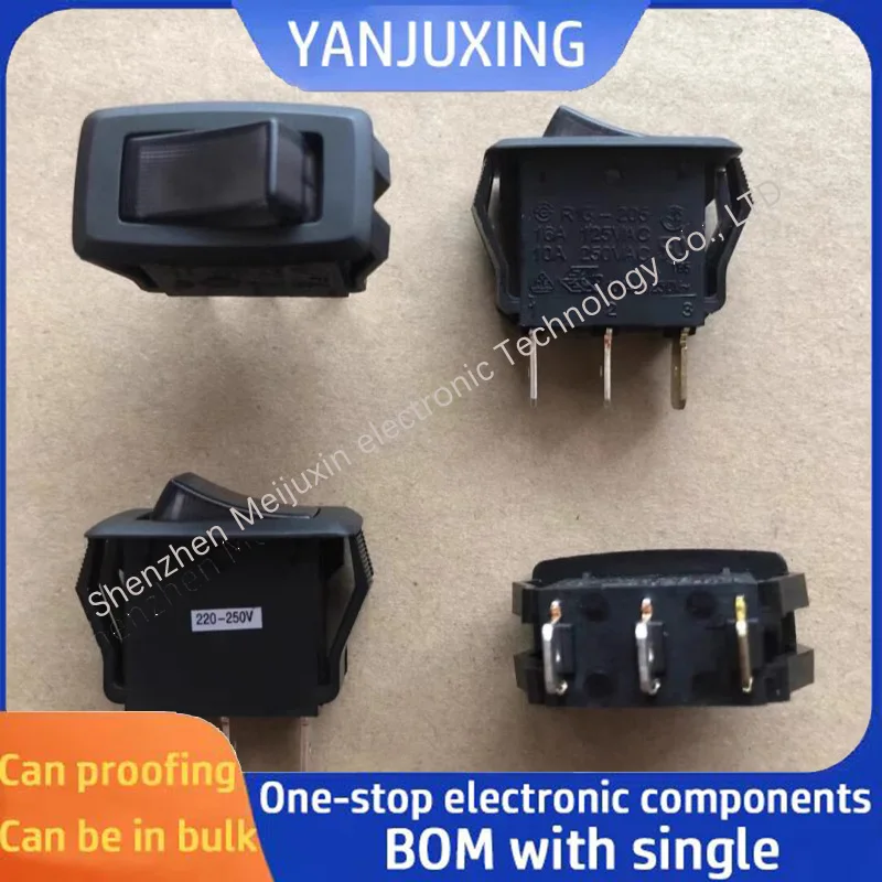 1~5pcs/lot Boat-shaped switch 3-pin 2-position with light R13-205 10A 250V boat-shaped crank power switch