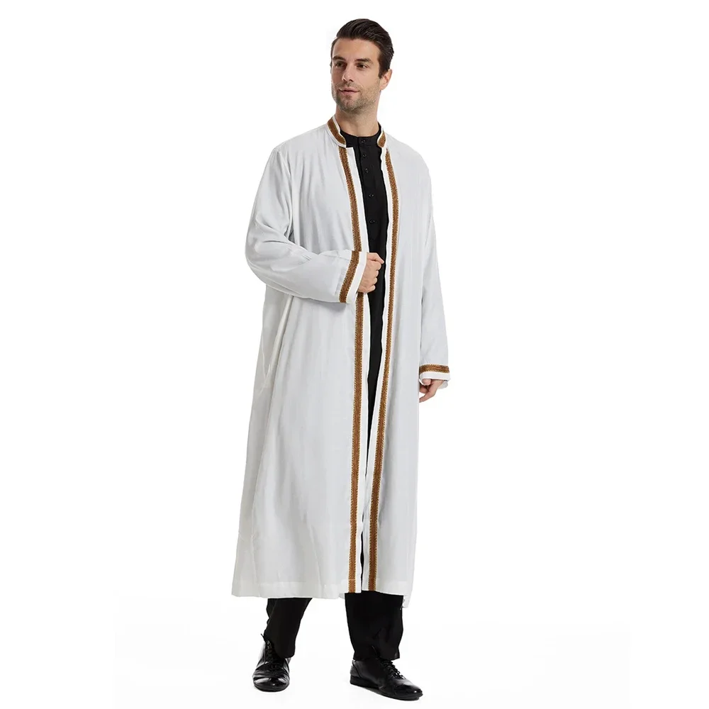 Eid Ramadan Men Muslim Open Abaya Kimono Maxi Dress Jubba Thobe Turkey Dubai Saudi Kaftan Arab Robe Abayas Islamic Clothing Gown