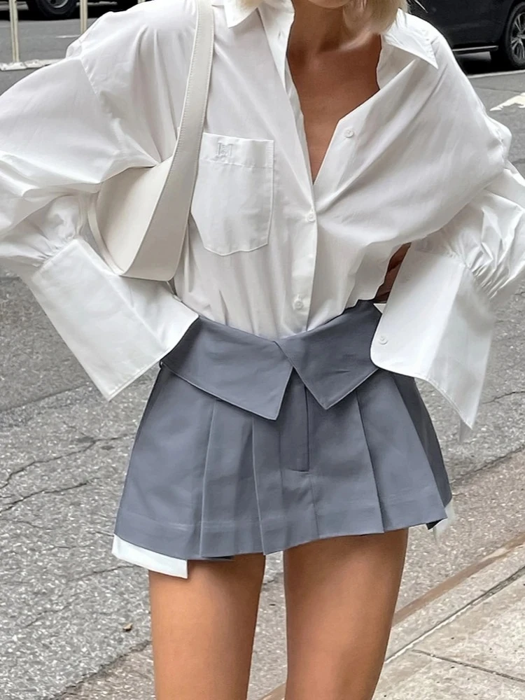 

Однотонные плиссированные юбки для женщин, уличная одежда, корейская модная одежда, нарезка Falda Mujer Pocket Jupe Femme Été, мини-летнее платье