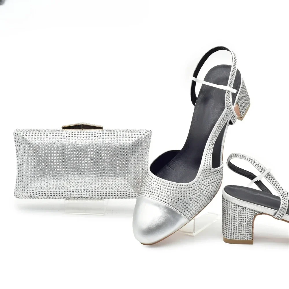Set Zapatos y Bolso Fiesta Plateados Mujer - alternate angle