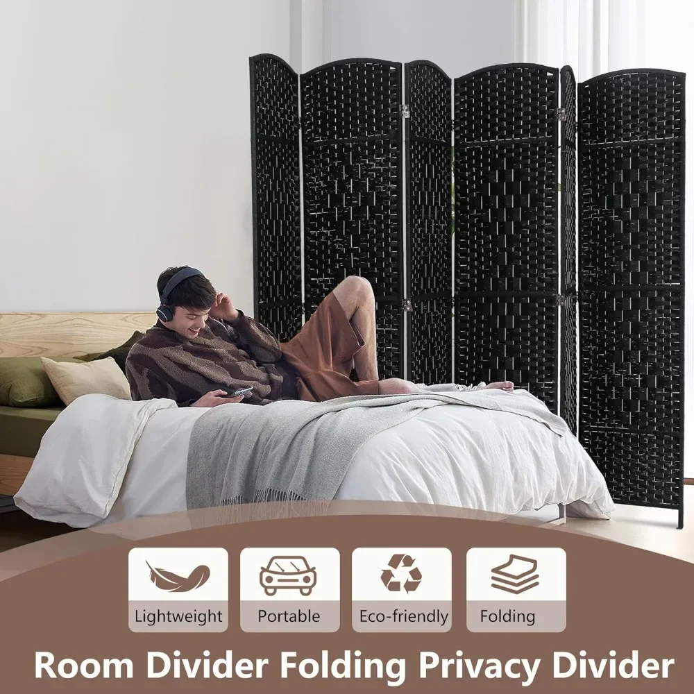 Room Divider 6 Panel Folding Privacy Divider 6 Ft Indoor Wall Divider Portable Partition Wood Screen