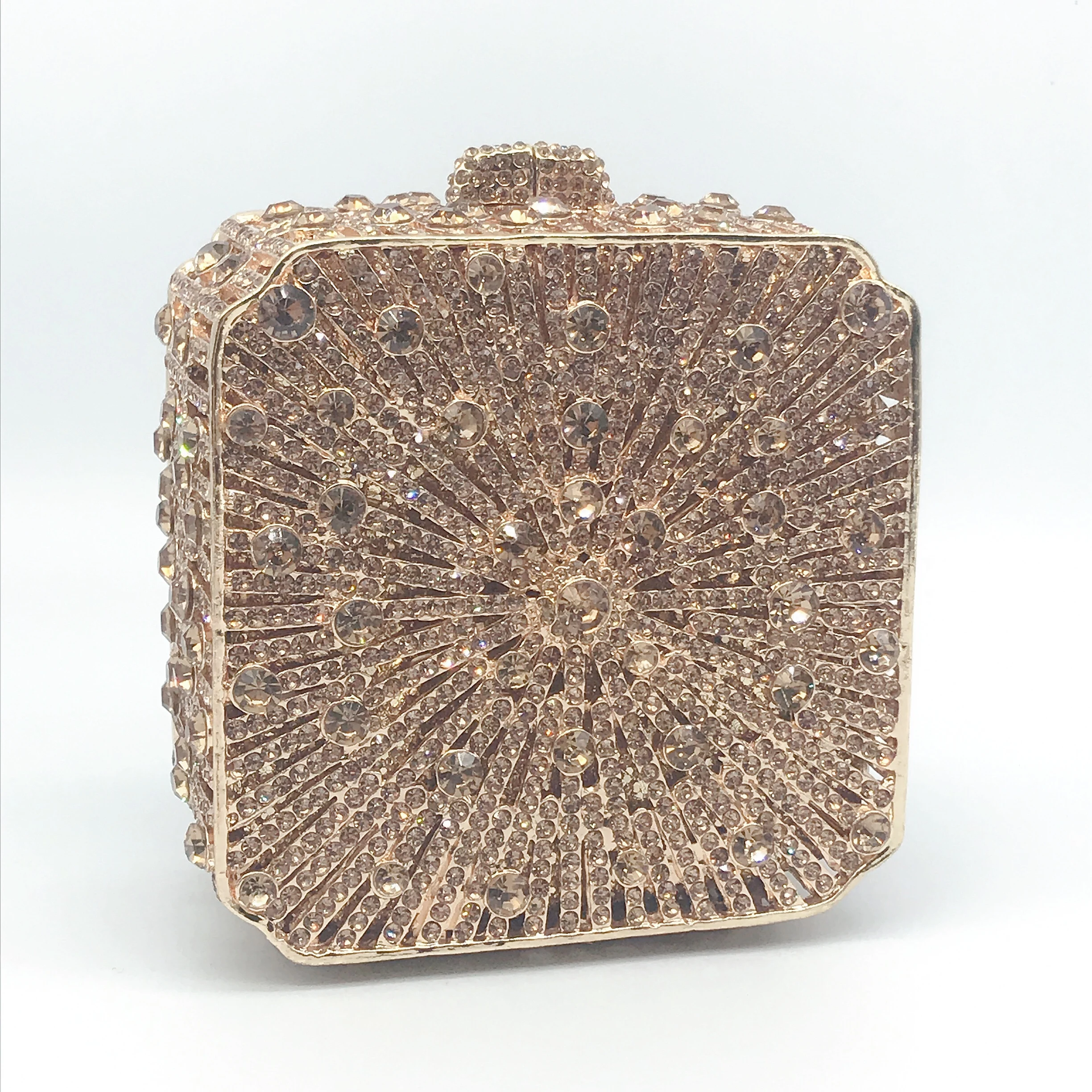 Diamond-encrusted dinner bag, hollow metal hard box, diamond bag, banquet dress, holding women's bag, small square box, bag