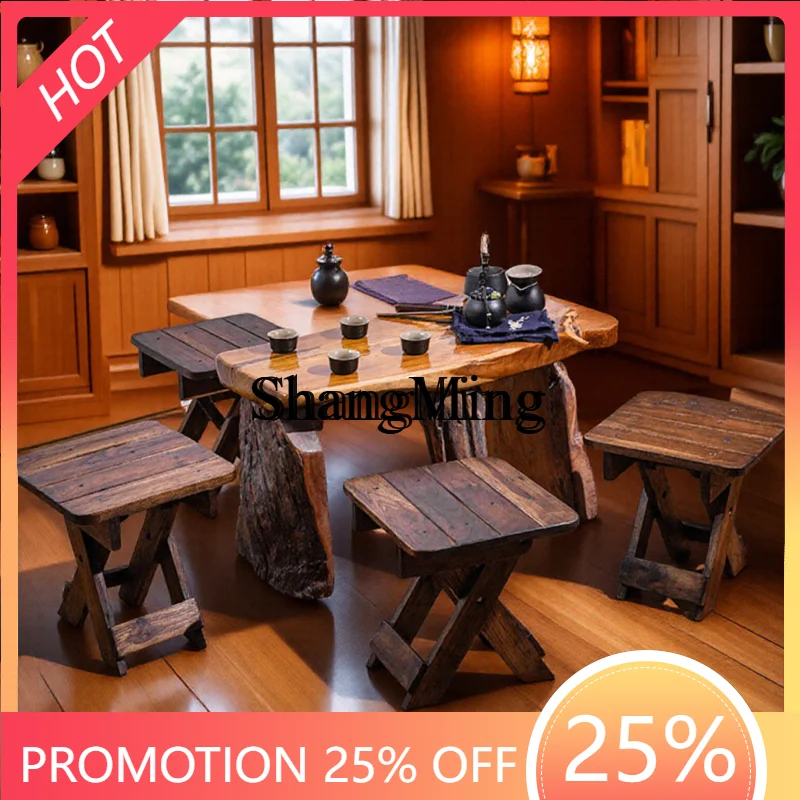 

SM new folding small stool solid wood retro small bench household adult simple furniture square stool