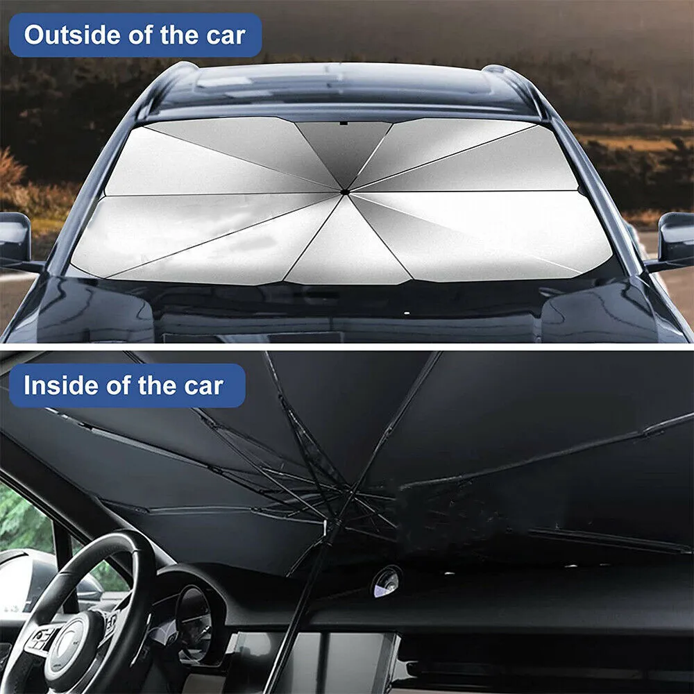 Car Sunshade Umbrella Titanium silver Windshield Folding Front Umbrella Sun Shade for Car Window Summer Sun Protection