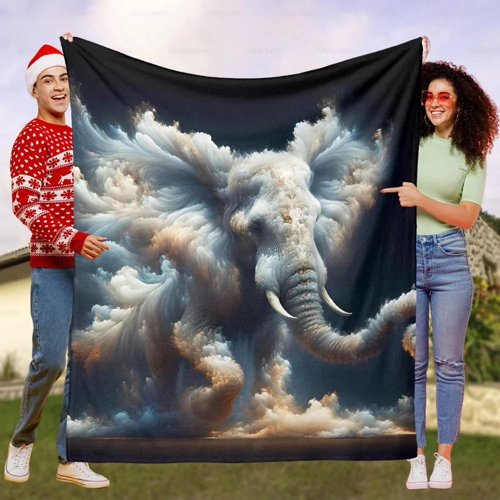 

Enchanting Elephant Fantasy Flannel Blanket – Reversible Plush Throw with Cloud Design – Soft All-Season Comfort for Home Decor