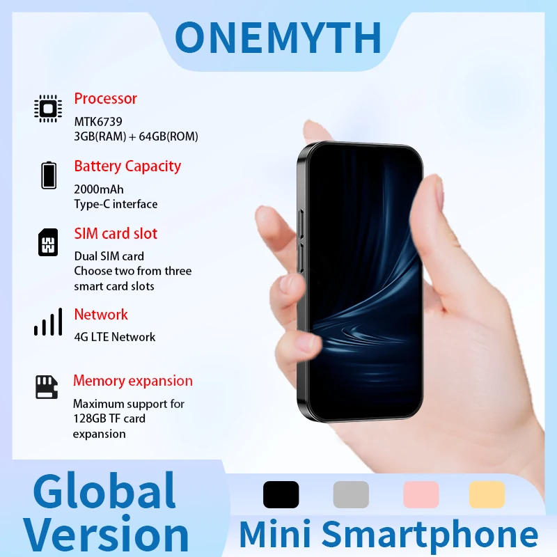 ONEMYTH M17 Pro mini phone, suitable for children and the elderly, 4G Android 12 small smartphone, dual SIM student backup phone
